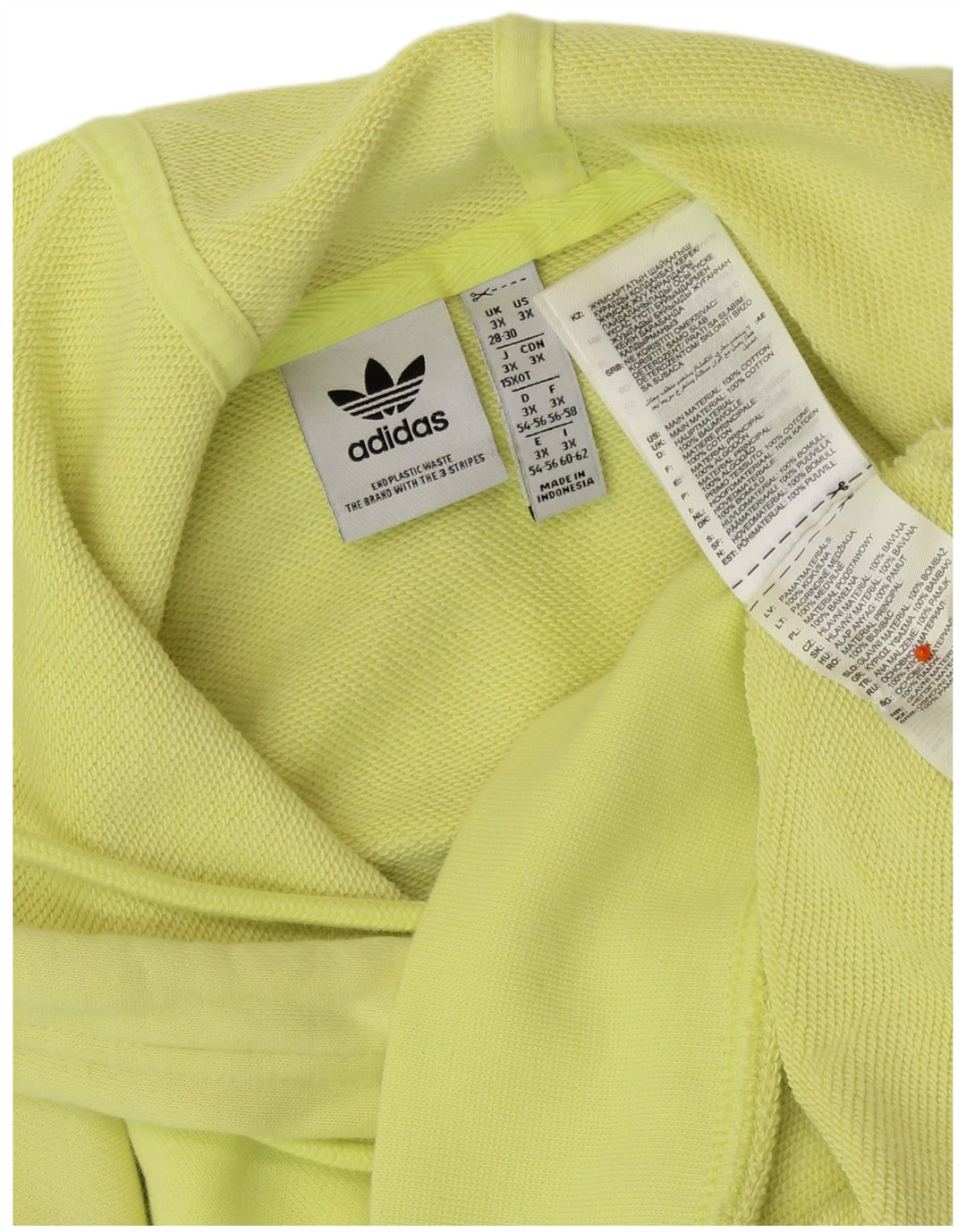 ADIDAS oversized kortærmet hættetrøjetrøje til kvinder UK 28/30 3XL Gul