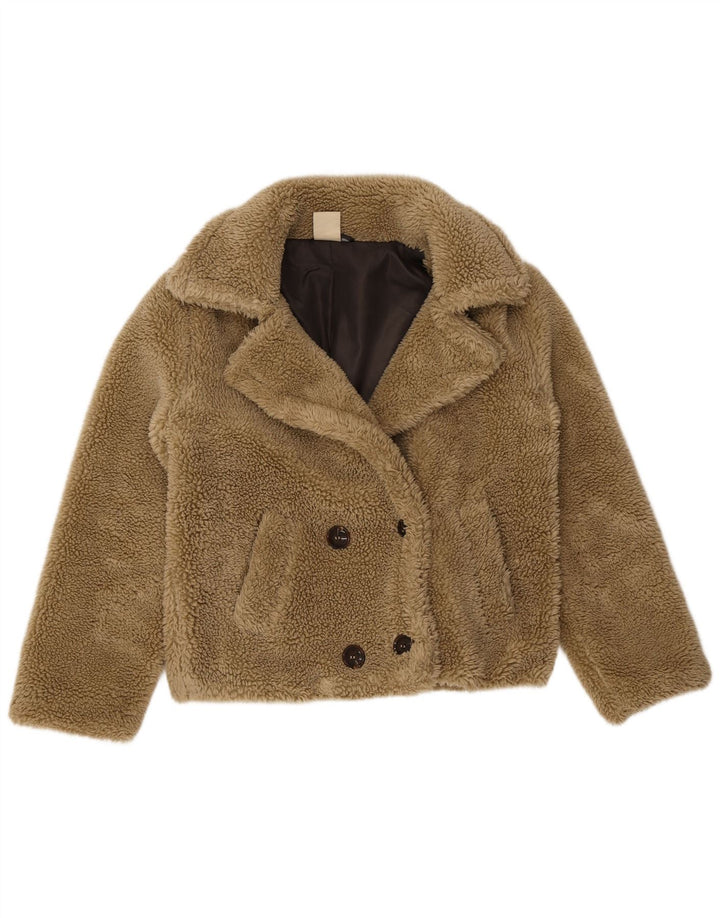 Weird Fish Dame Teddy Bear Sherpa Jacket UK 12 Medium Beige Polyester