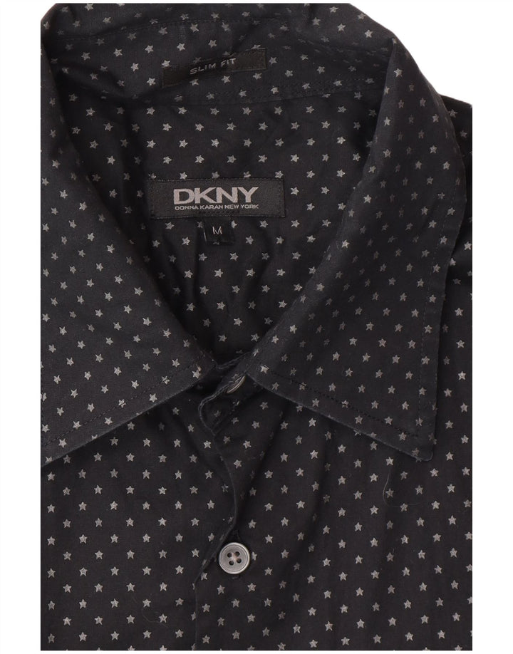 DKNY Herre Slim Fit skjorte Medium Sort Plettet