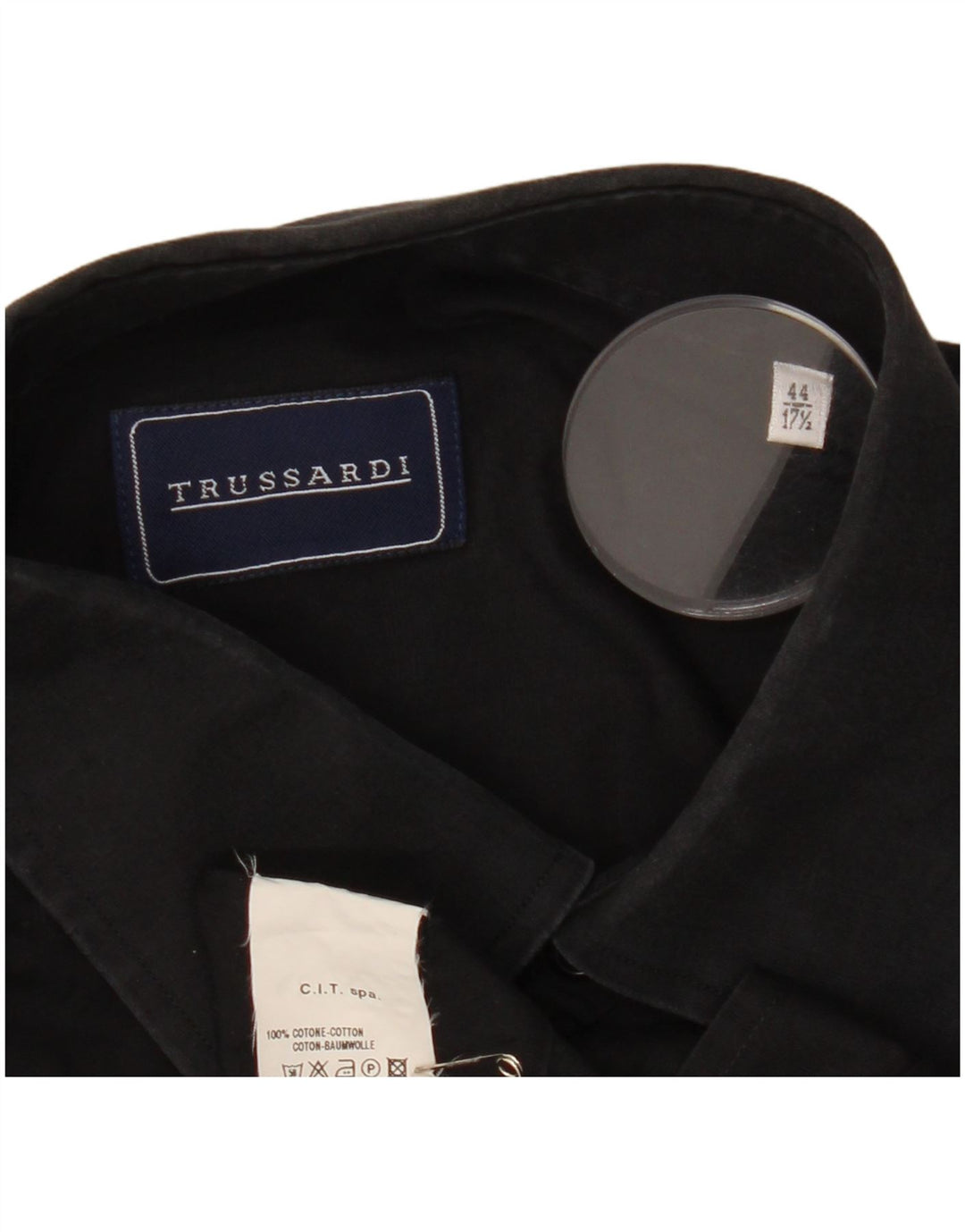 TRUSSARDI Herreskjorte Str. 17 1/2 44 XL Sort Bomuld