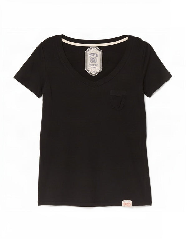 Superdry T-shirt top til kvinder UK 10 Lille sort bomuld