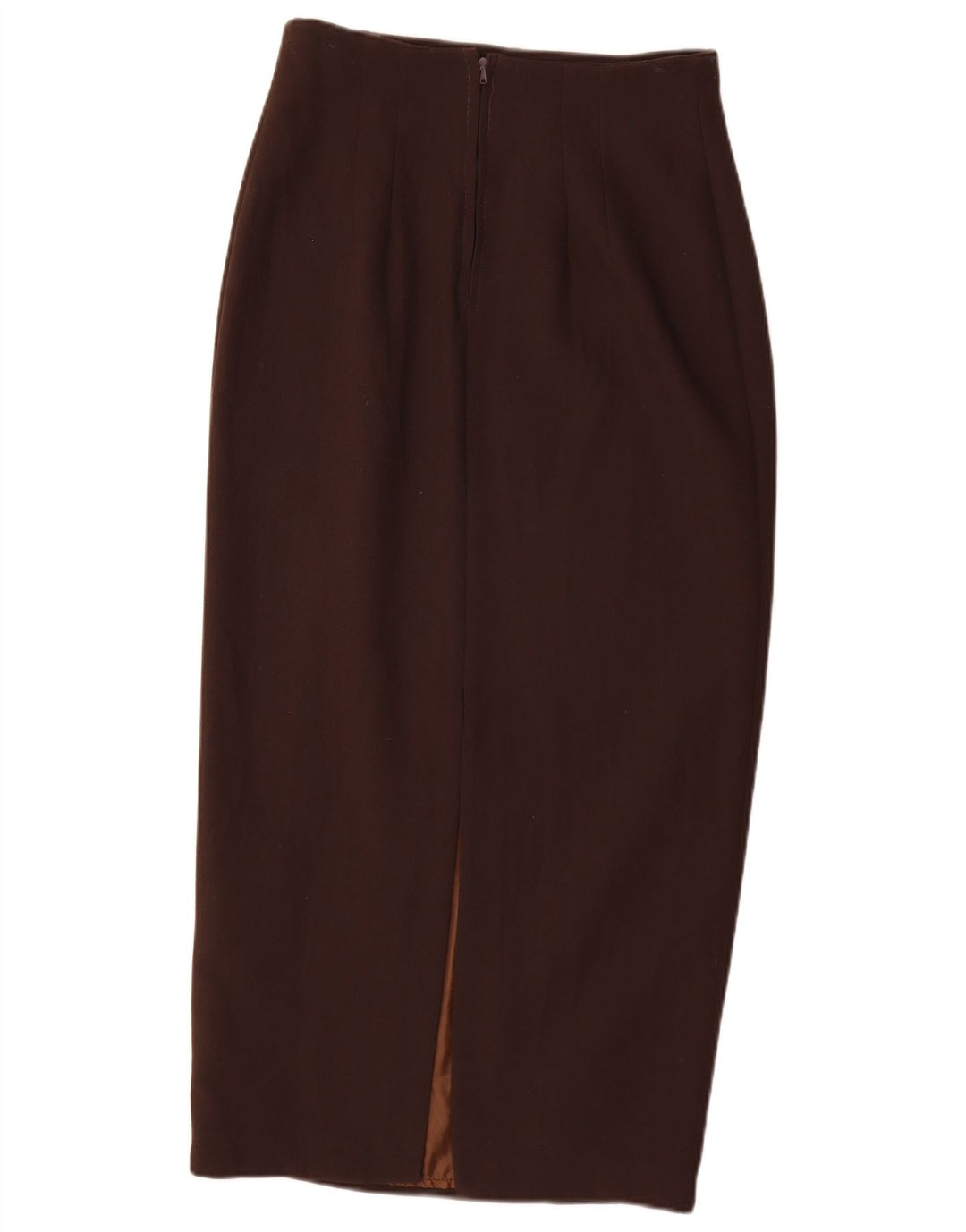 Vintage kvinders højtaljede Maxi-nederdel IT 44 Medium W26 Brun polyester