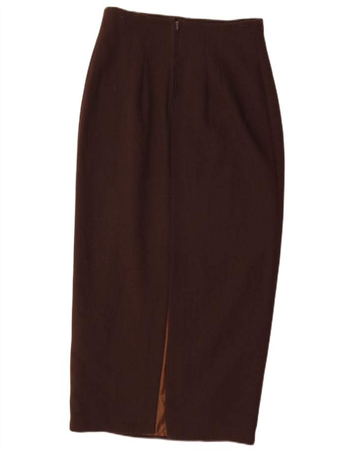 Vintage kvinders højtaljede Maxi-nederdel IT 44 Medium W26 Brun polyester