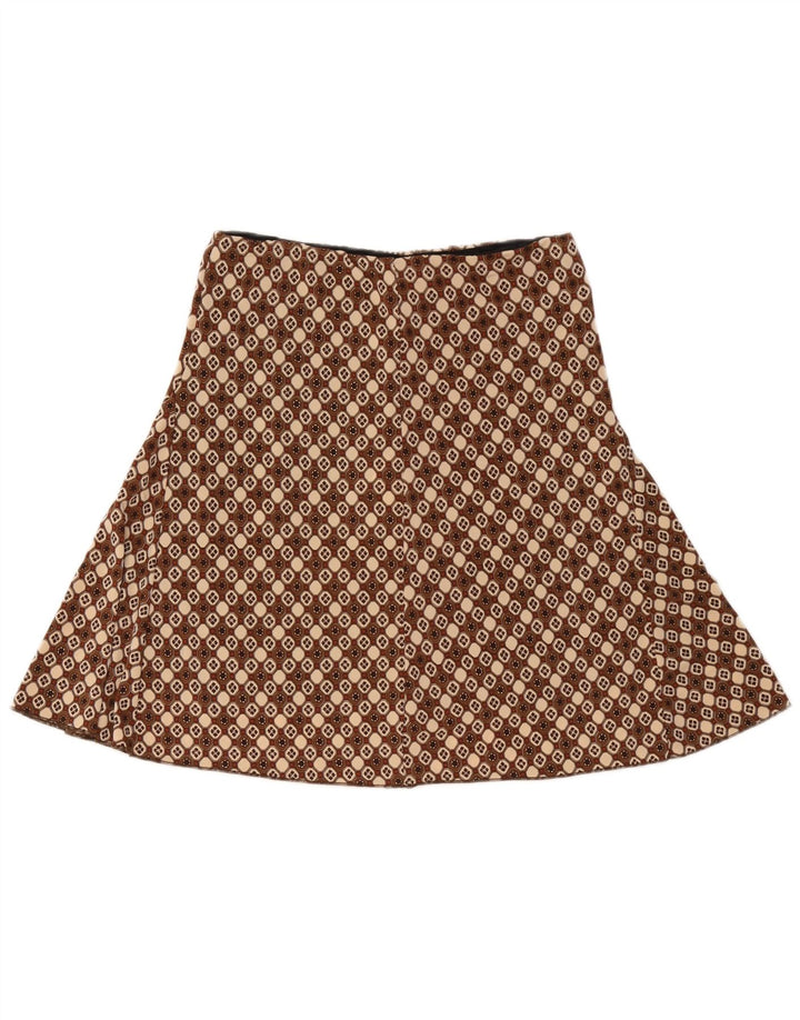 Vintage A-line nederdel til kvinder W28 Medium Brun Geometrisk