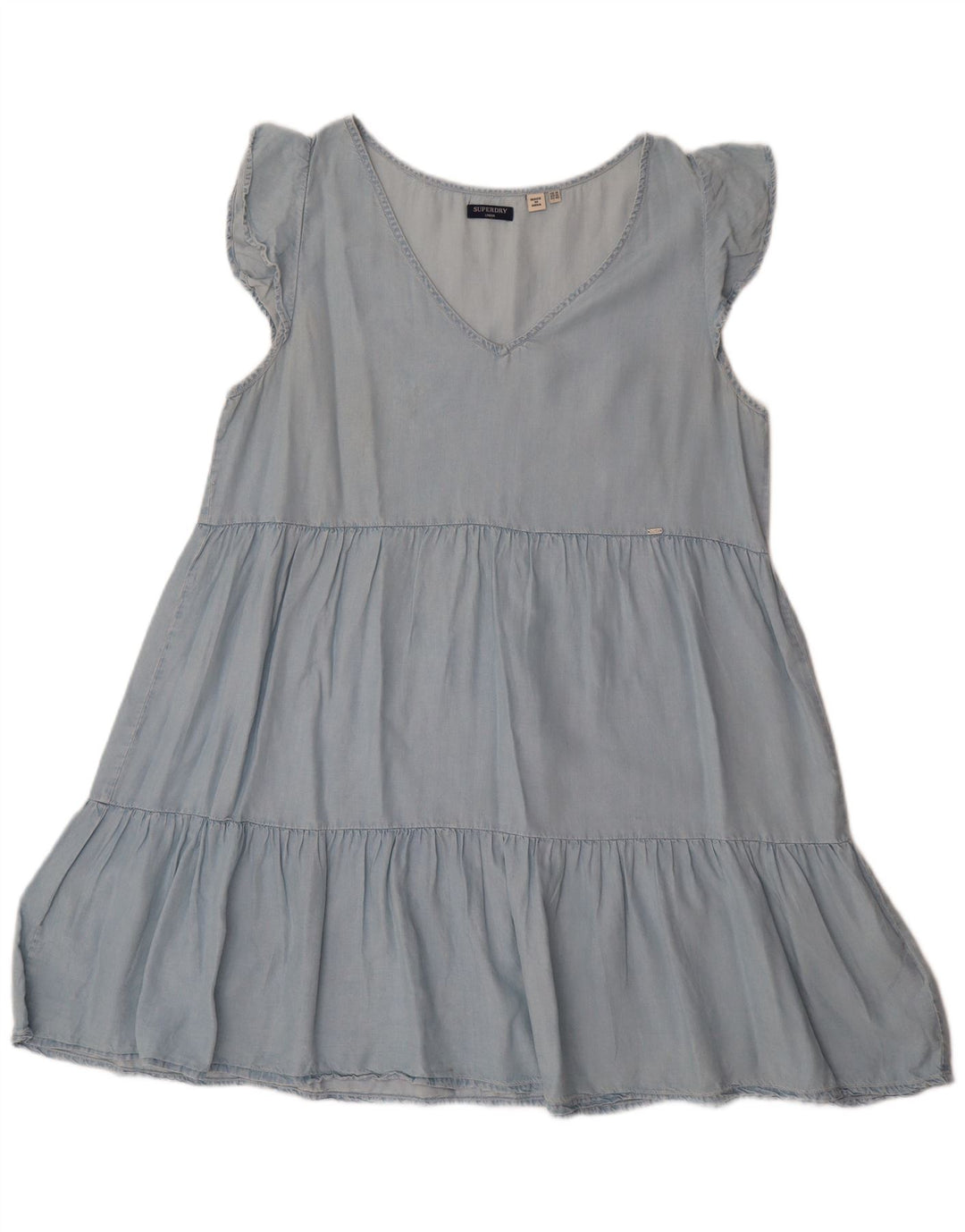 SUPERDRY Dame A-Line Kjole UK 14 Medium Blue Lyocell
