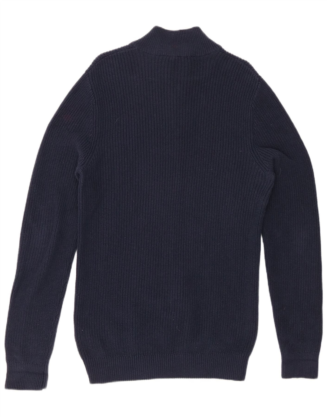 CREW CLTHING Dame sweater med lynlås-hals UK 14 Mellem marineblå bomuld