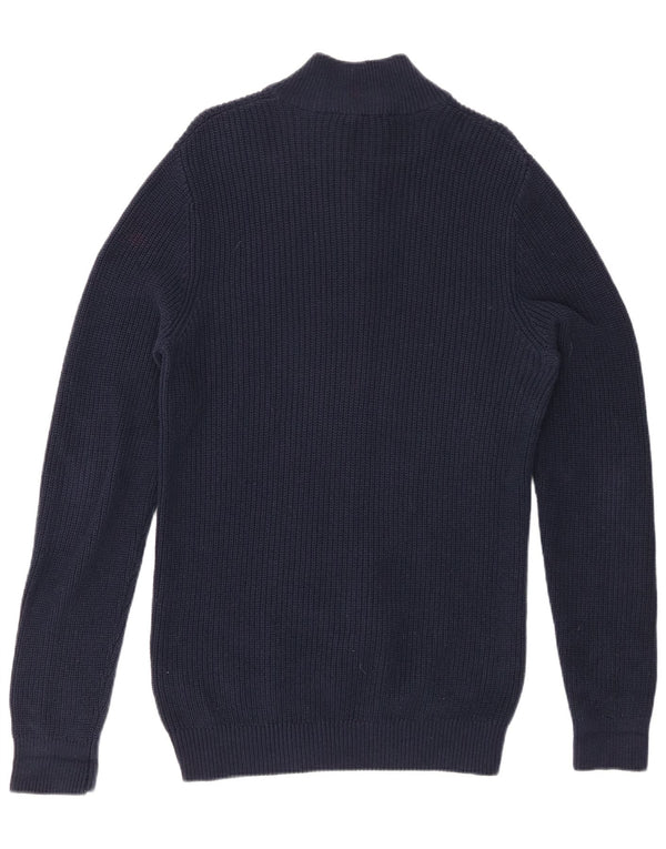 CREW CLTHING Dame sweater med lynlås-hals UK 14 Mellem marineblå bomuld
