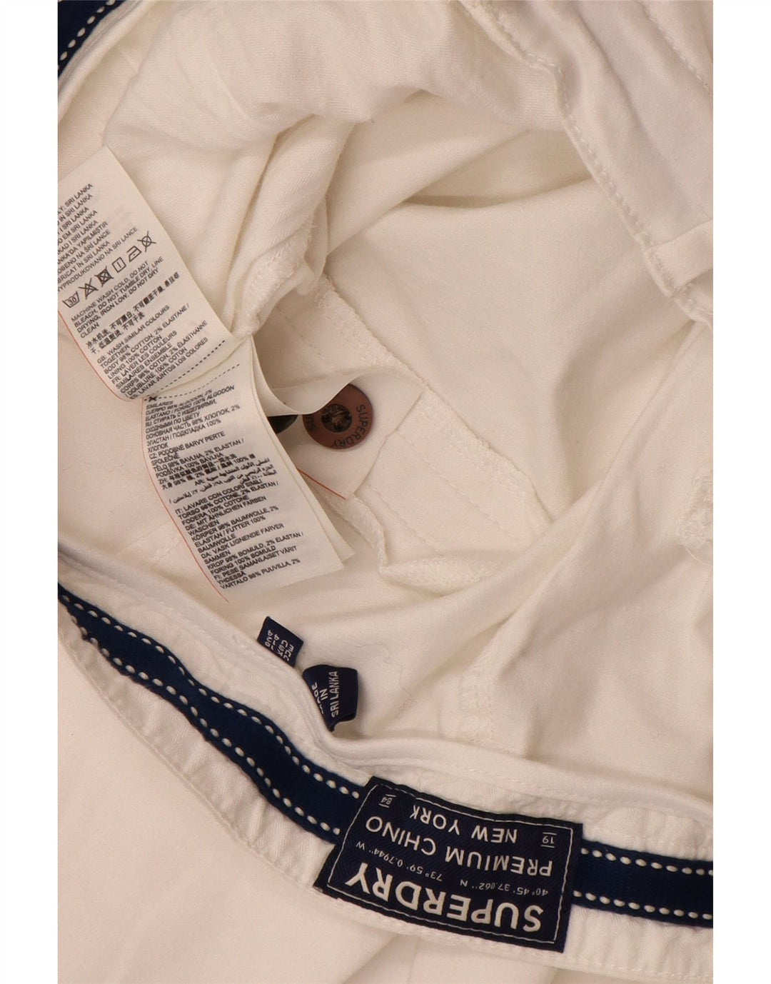 SUPERDRY Slim Chino Bukser til kvinder UK 16 Large W34 L29 Hvid Bomuld