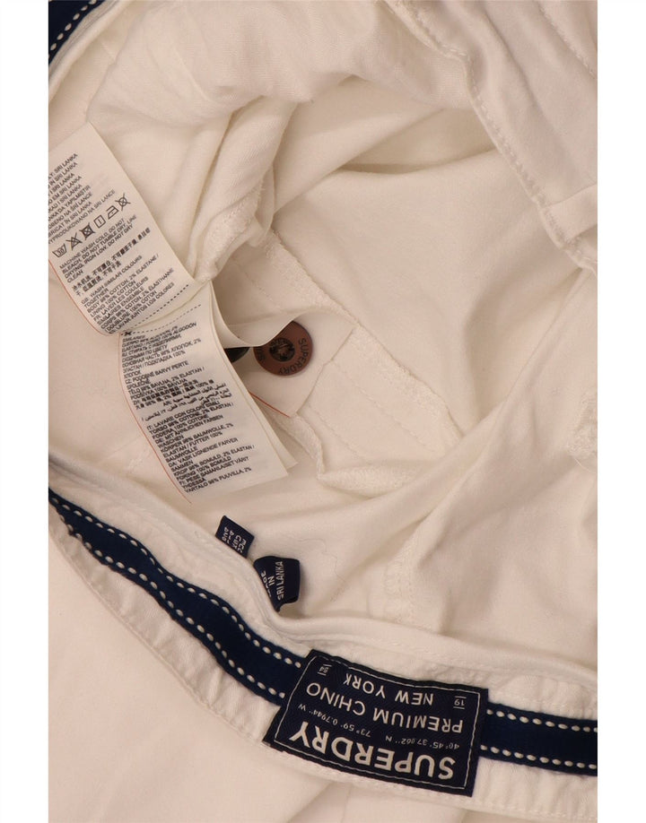 SUPERDRY Slim Chino Bukser til kvinder UK 16 Large W34 L29 Hvid Bomuld