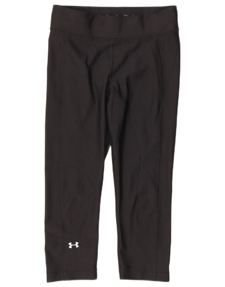 Under Armour Womens Heat Gear Capri Leggings UK 12 Medium Black Polyester