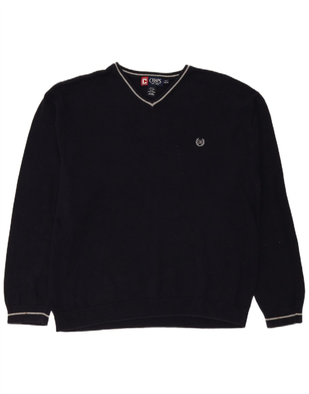 CHAPS Herre V-hals sweater XL Marineblå Bomuld