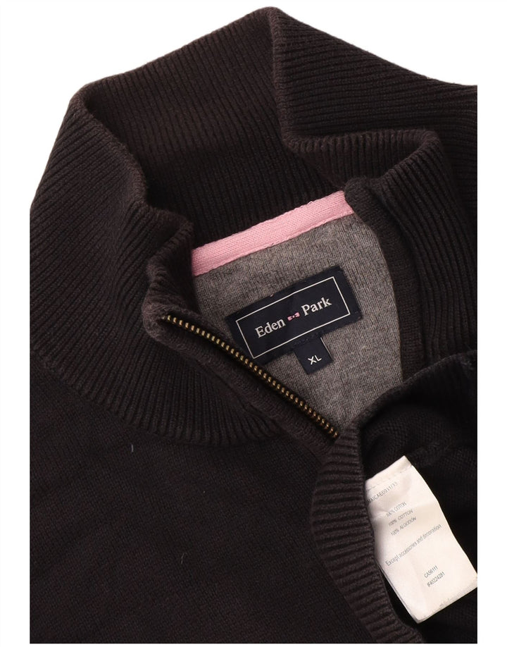 Eden Park Herre grafisk cardigan sweater XL sort bomuld