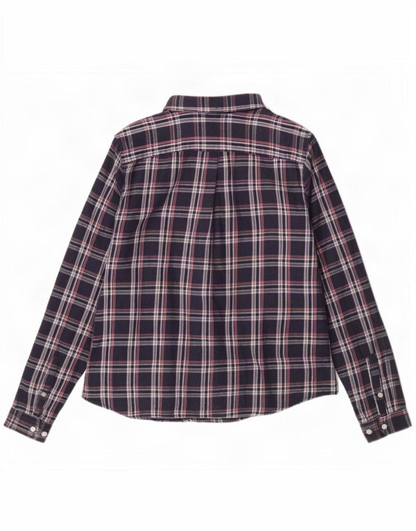 Jack Wills Dame Flanelskjorte UK 12 Medium Navy Blue Ternet Bomuld
