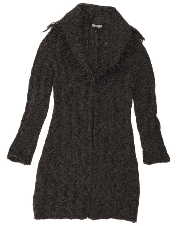 Marks & Spencer Dame Longline Cardigan Sweater UK 12 Medium Grey Akryl