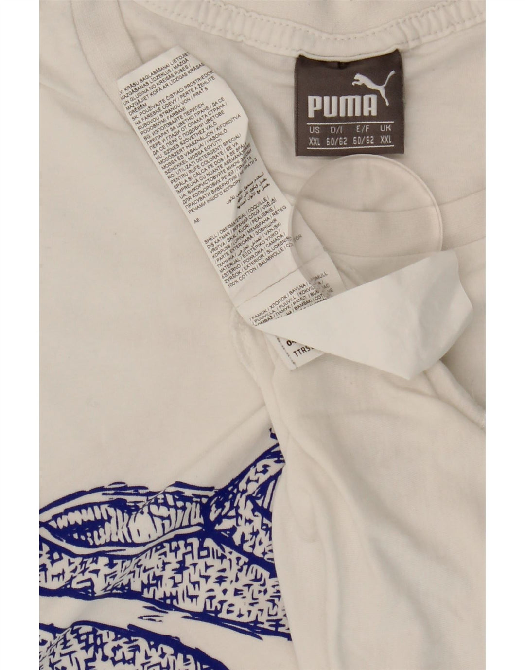 Puma Herre Grafisk T-Shirt Top 2XL Hvid Bomuld