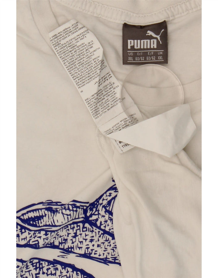 Puma Herre Grafisk T-Shirt Top 2XL Hvid Bomuld