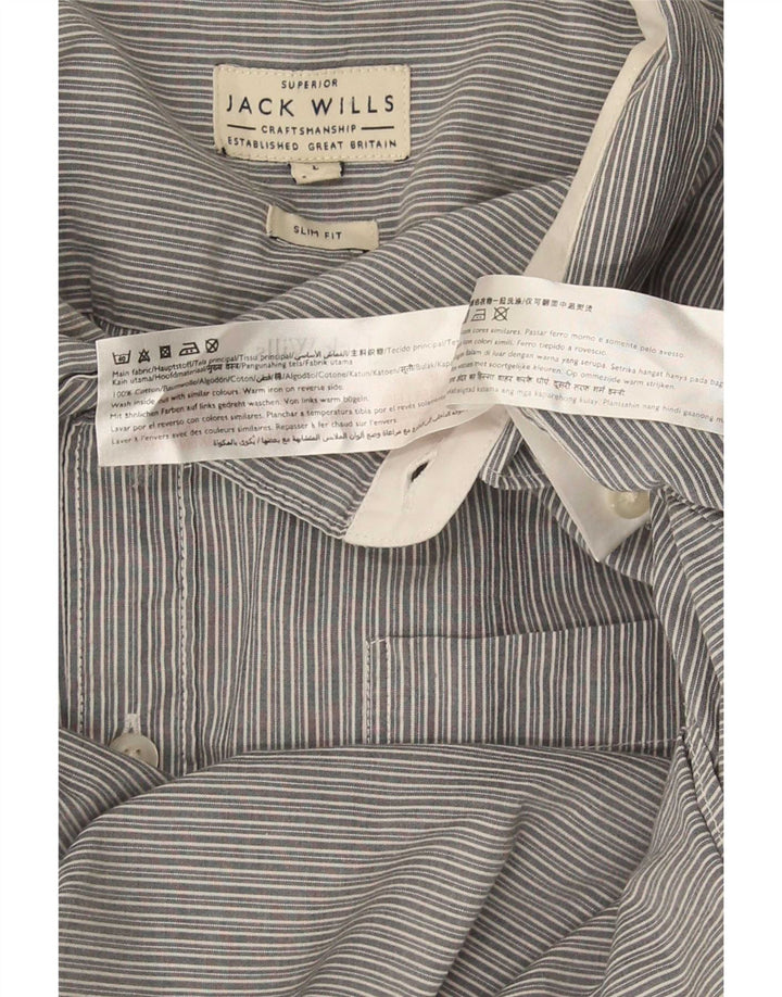 Jack Wills Herre Slim Fit skjorte Stor grå nålestribet bomuld