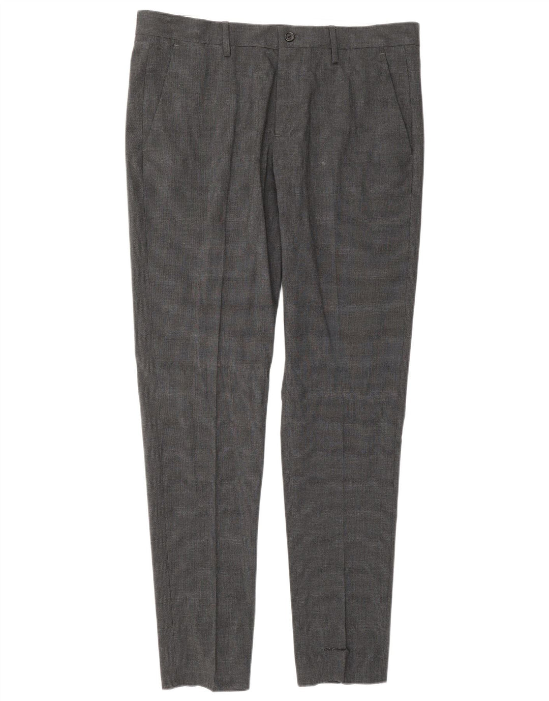 Zara Herre Slim Chino Bukser EU 42 Large W32 L32 Grå ternet uld