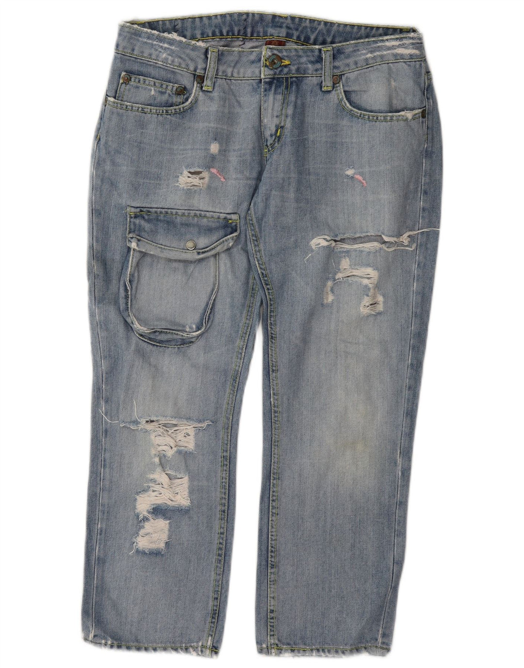 Dondup Dame Cargo Distressed Cropped Jeans W28 L24 Blå