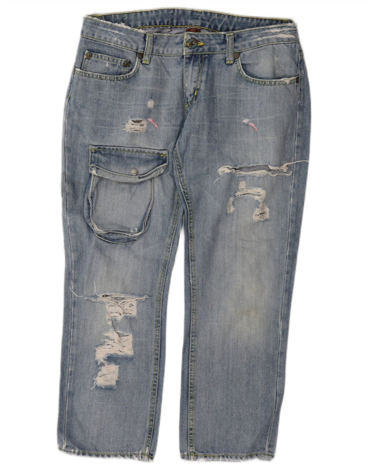 Dondup Dame Cargo Distressed Cropped Jeans W28 L24 Blå