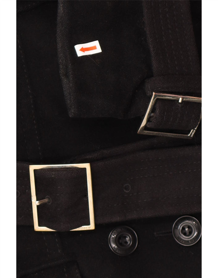 KAREN MILLEN Trench Coat til kvinder UK 8 Lille sort uld