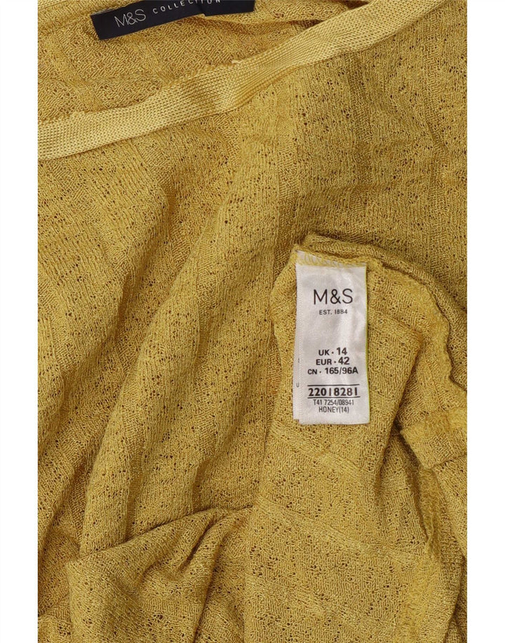 Marks & Spencer Dame Top Langærmet UK 14 Stor Gul Polyester