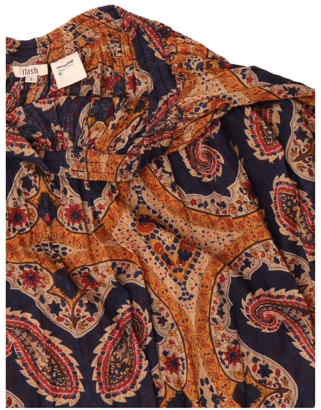 Flash plisseret nederdel til kvinder Small W27 Marineblå Paisley Viscose
