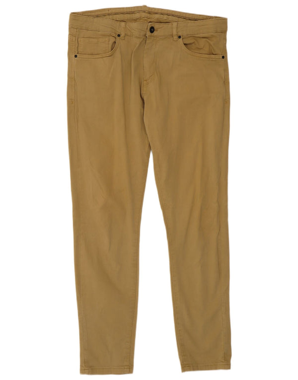 Zara Herre Slim Casual Bukser EU 44 Large W34 L30 Beige Bomuld
