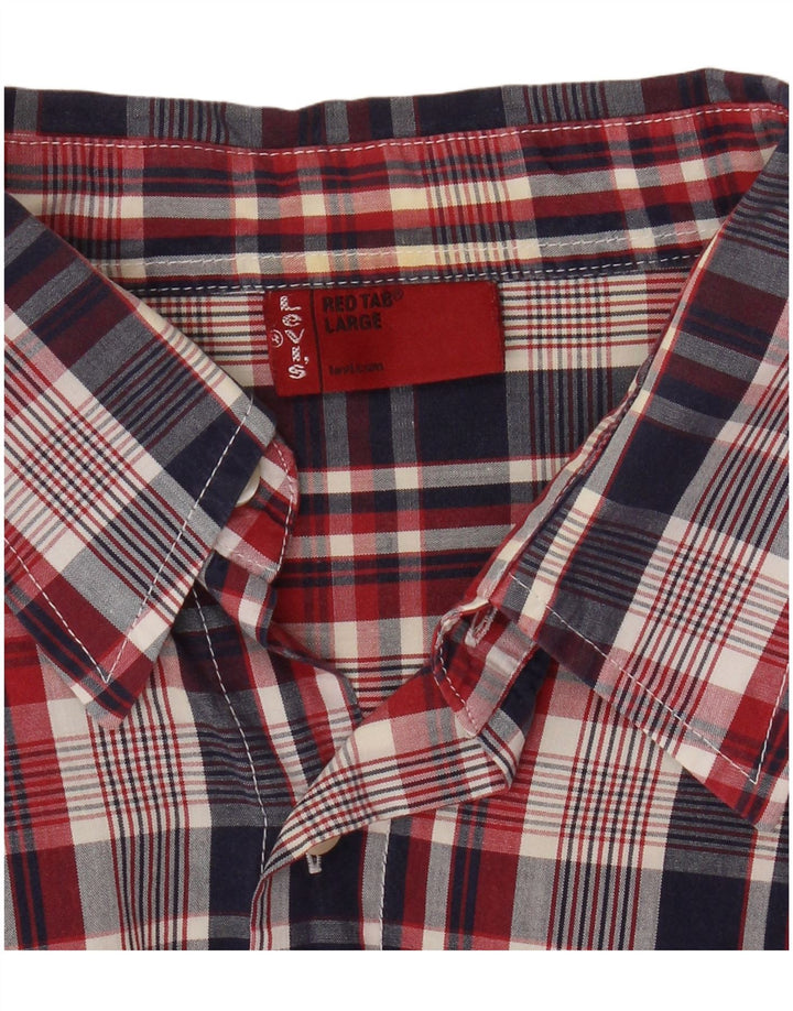 LEVI'S Mens Shirt Large Red Check Cotton