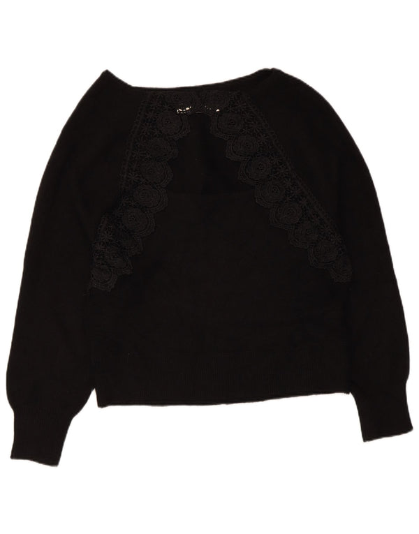 Oasis Dame Boat Neck Jumper Sweater UK 16 Large Black Viscose