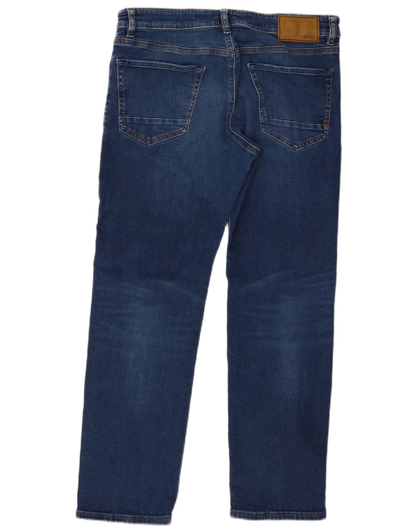 Hugo Boss Herre Maine Regular Fit Straight Jeans W33 L30 Blå Bomuld