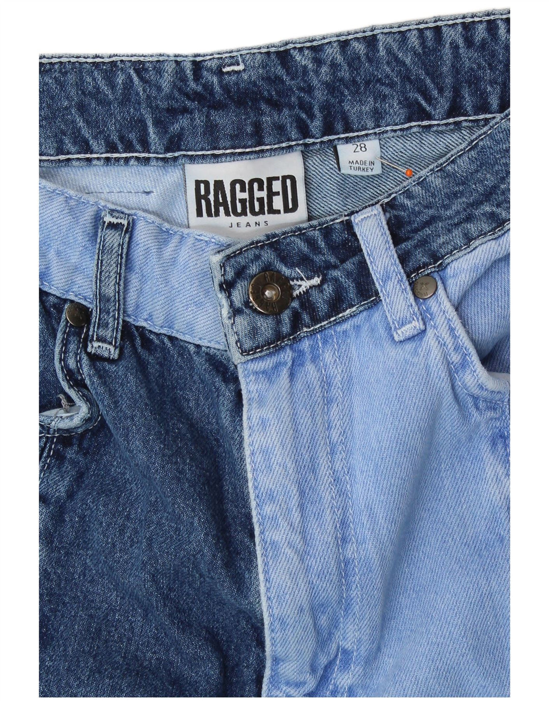 VINTAGE Lige jeans til kvinder W28 L28 Blå Patchwork Bomuld Retro