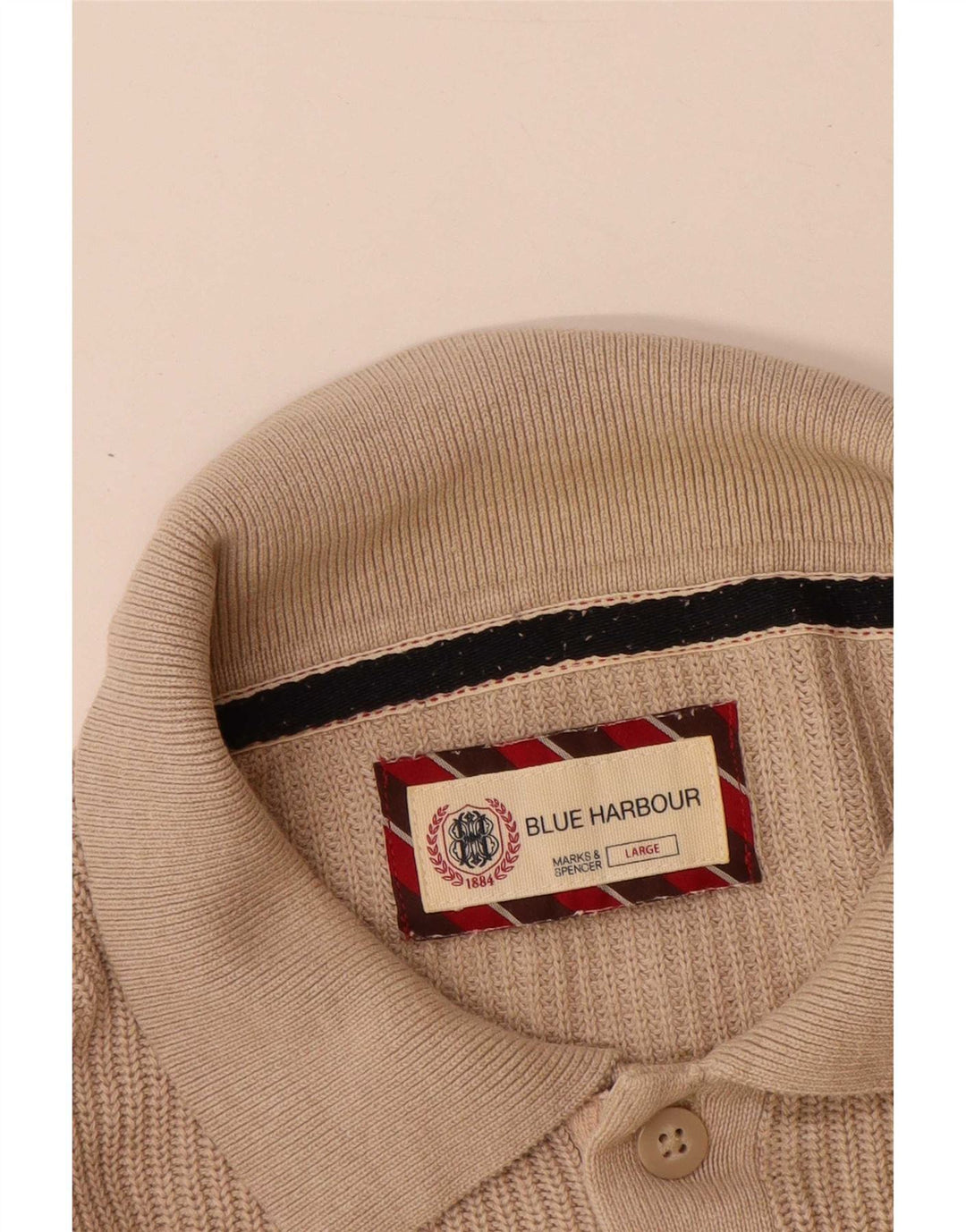 Marks & Spencer Herre Blue Harbor Polo Neck Jumper Sweater Stor Beige