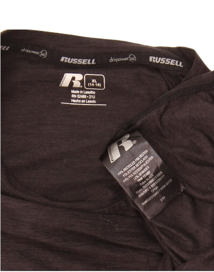 RUSSELL ATHLETIC Boys Top Long Sleeve 14-15 Years XL Black Polyester