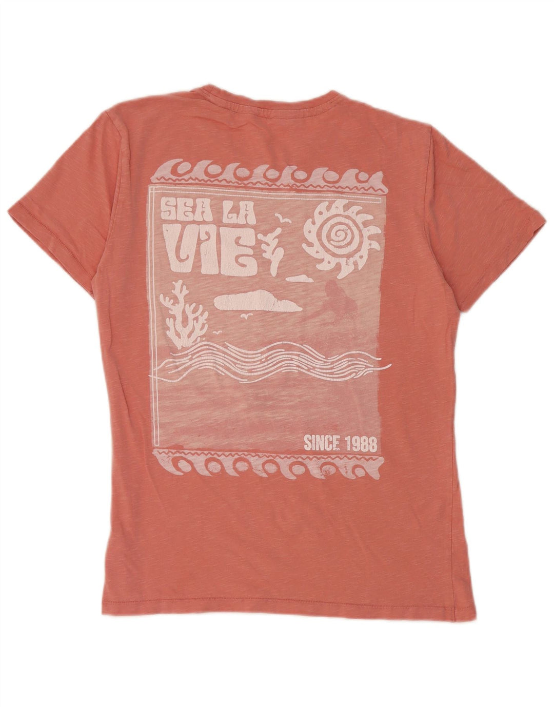 Fat Face Herre Regular Grafisk T-Shirt Top Lille Pink Bomuld