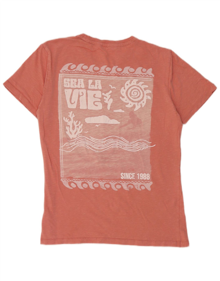 Fat Face Herre Regular Grafisk T-Shirt Top Lille Pink Bomuld