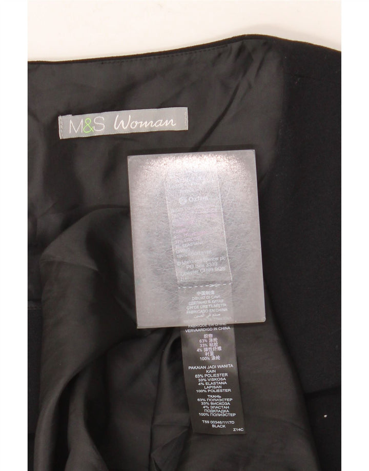 Marks & Spencer Dame Ærmeløs A-Line Kjole UK 12 Medium Sort Polyester