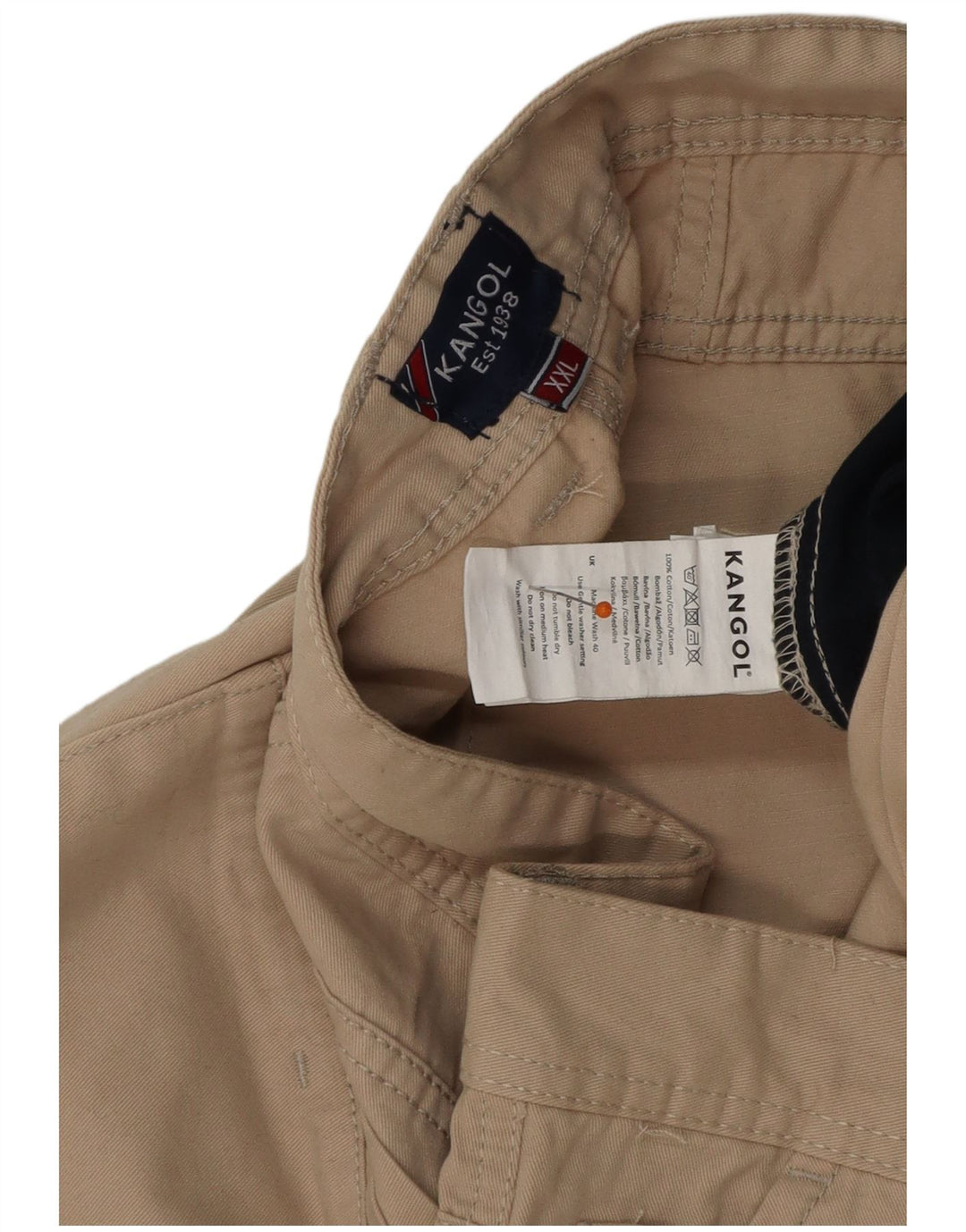 KANGOL Herre Chino Shorts 2XL W42 Beige Bomuld