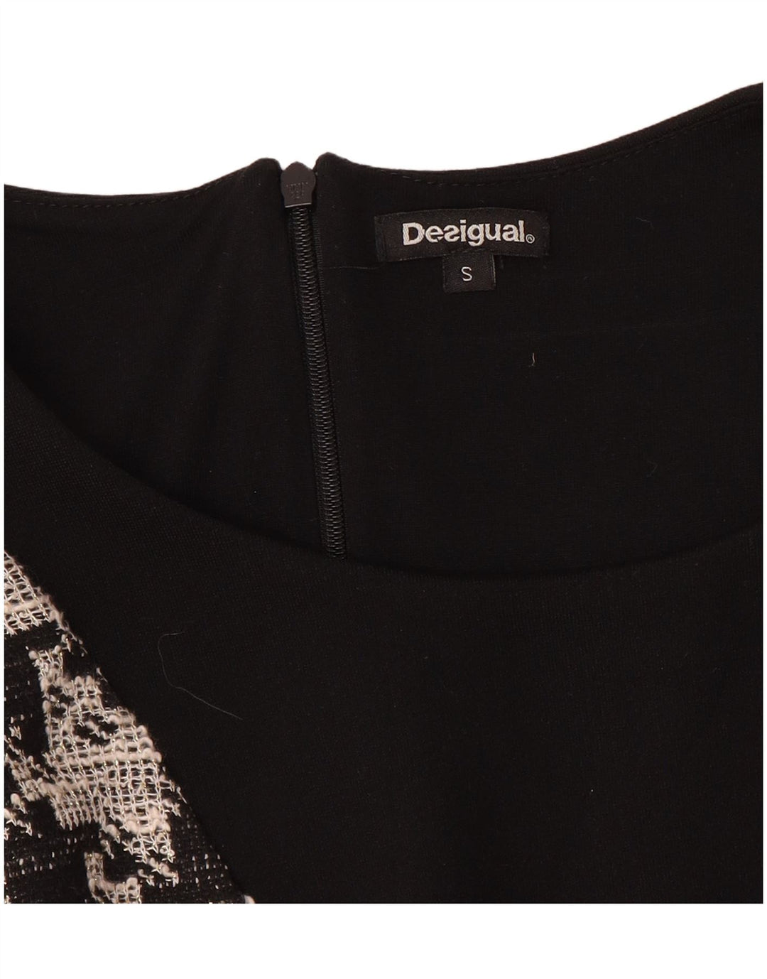 Desigual Kvinders 3/4-ærmede Skedekjole UK 10 Small Black Patchwork