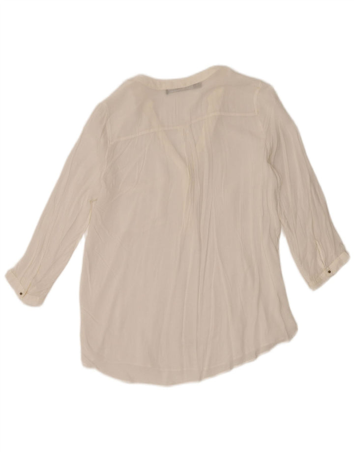 Zara Dame 3/4 ærmet bluse Top UK 12 Medium White