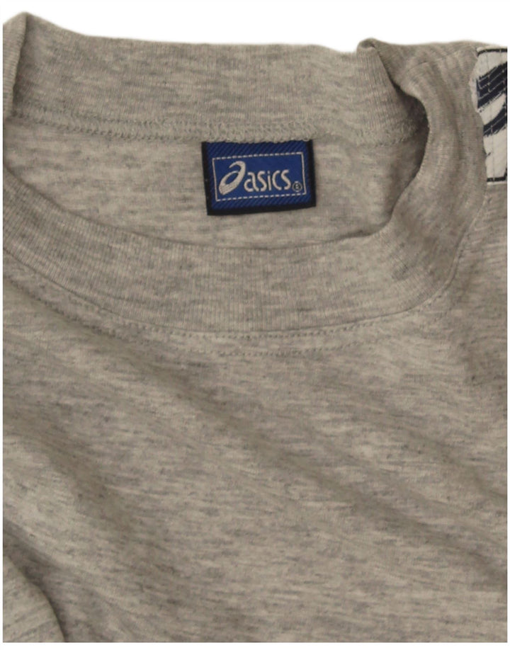 Asics Womens Crop Graphic T-Shirt Top UK 14 Medium Grey Flecked