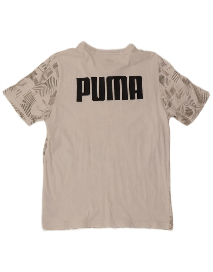Puma Herre grafisk T-shirt Top Medium Hvid Geometrisk Bomuld