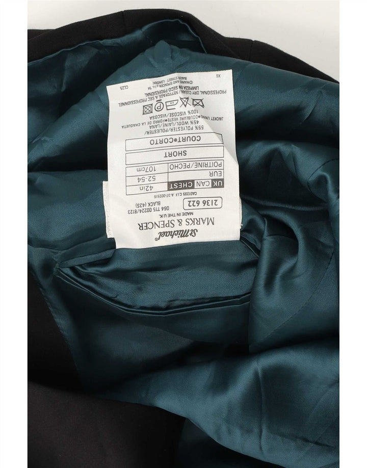 Marks & Spencer Herre St. Michael 2 Button Blazer Jacket UK 42 Large Black