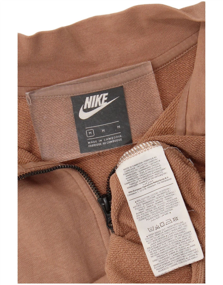 Nike Dame Crop Zip Neck Sweatshirt Jumper UK 14 Medium Brun Bomuld