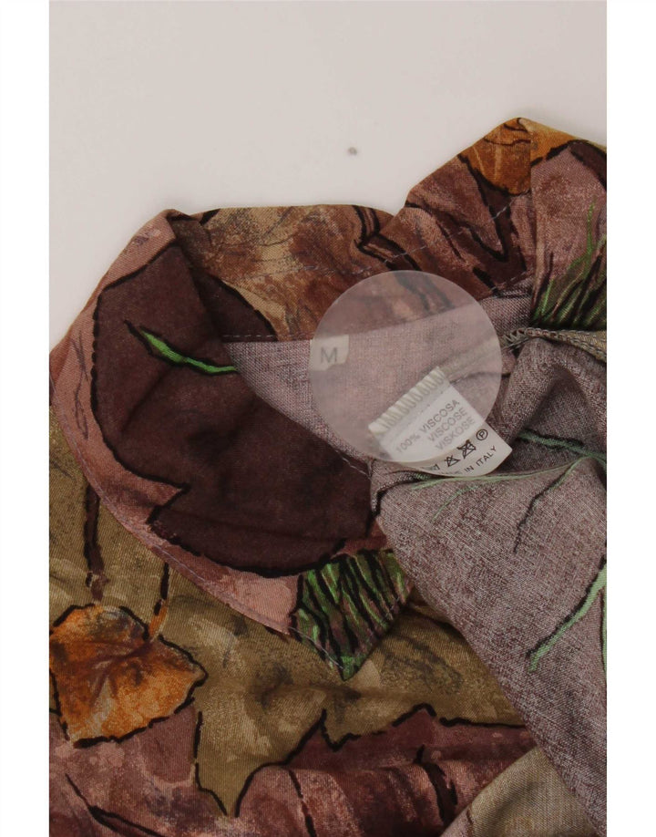 Vintage dameskjorte UK 14 Medium Multicolored Floral Viscose