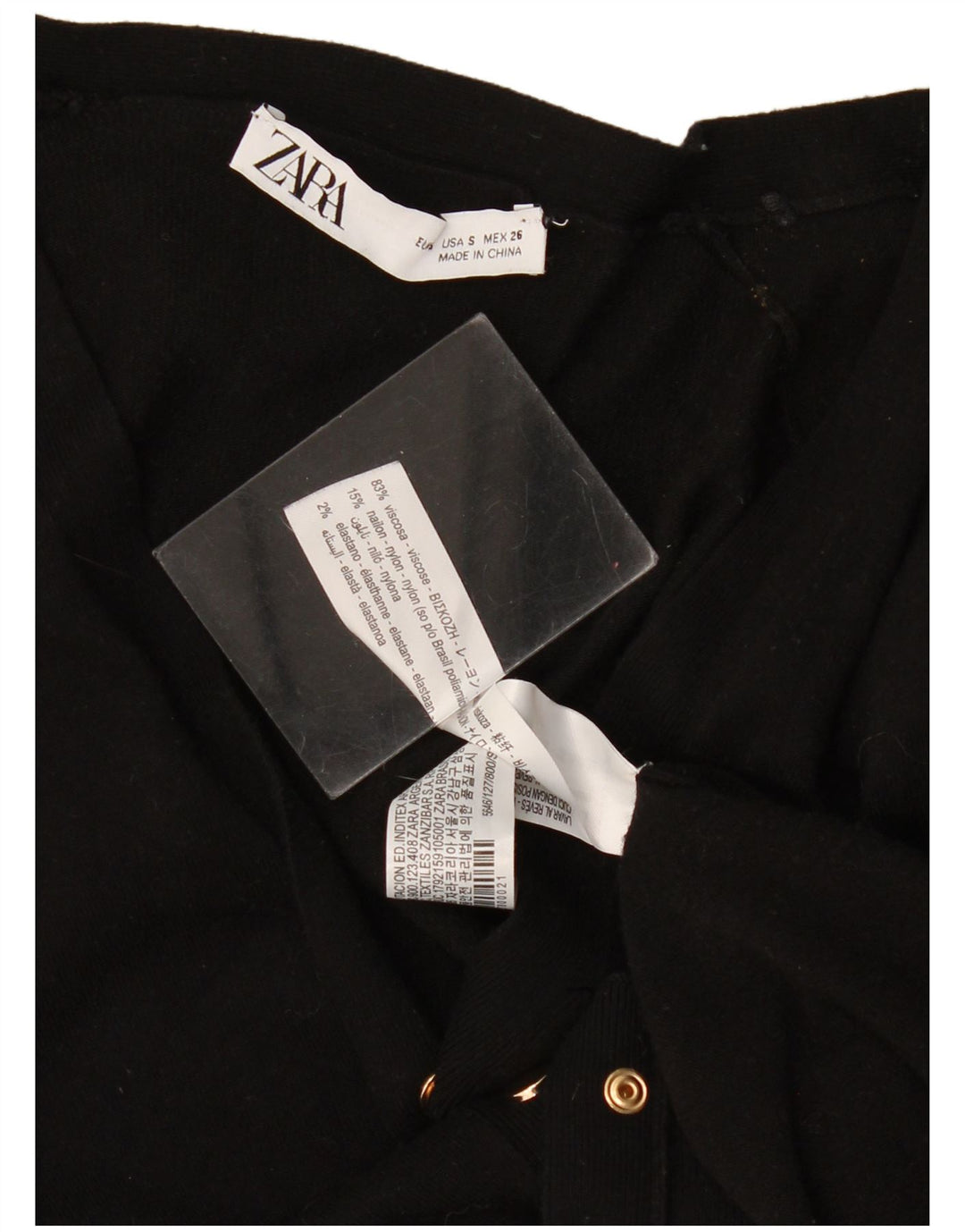 Zara Dame Cardigan Sweater UK 10 Small Black Viscose