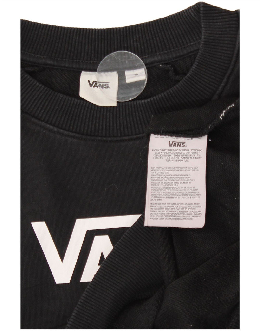 Vans Womens Crop Graphic Oversized Sweatshirt Jumper UK 14 Medium Black