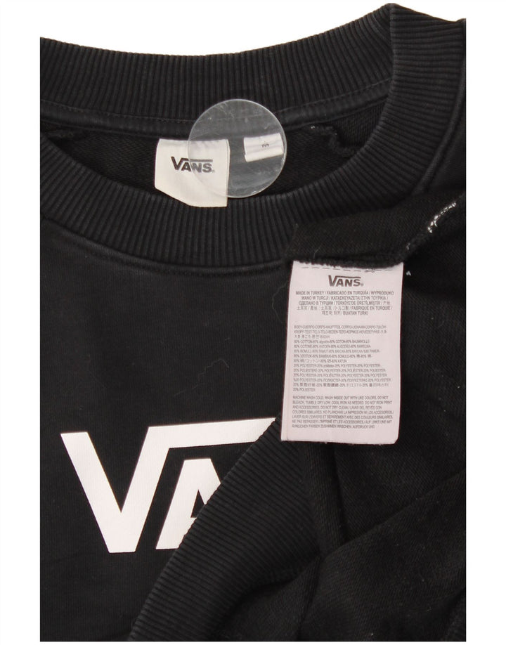 Vans Womens Crop Graphic Oversized Sweatshirt Jumper UK 14 Medium Black