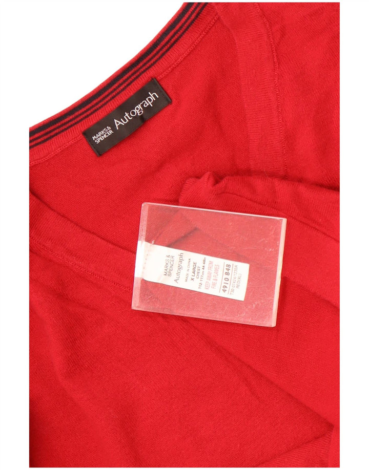 Marks & Spencer Herre Autograph V-hals sweater XL Rød Bomuld