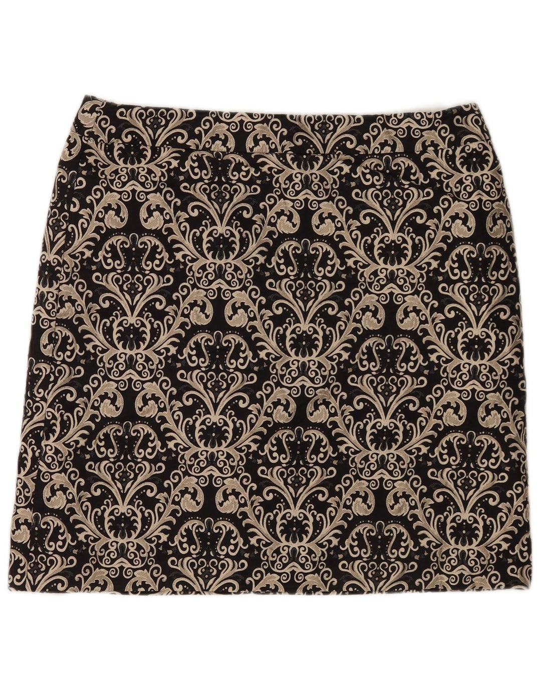 Marks & Spencer Dame Mini-nederdel UK 14 Large W34 Gold Paisley Polyester